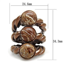 Load image into Gallery viewer, TK3081 - IP Coffee light Stainless Steel Ring with Semi-Precious Oligoclase in Multi Color