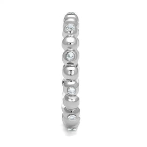 TK3085 - High polished (no plating) Stainless Steel Ring with AAA Grade CZ  in Clear