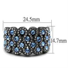 Load image into Gallery viewer, TK3111 - IP Light Black  (IP Gun) Stainless Steel Ring with Top Grade Crystal  in Light Sapphire