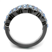 Load image into Gallery viewer, TK3111 - IP Light Black  (IP Gun) Stainless Steel Ring with Top Grade Crystal  in Light Sapphire