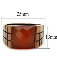 Load image into Gallery viewer, TK3114 - IP Coffee light Stainless Steel Ring with Semi-Precious Cat Eye in Orange
