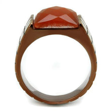 Load image into Gallery viewer, TK3114 - IP Coffee light Stainless Steel Ring with Semi-Precious Cat Eye in Orange