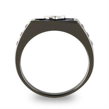 Load image into Gallery viewer, TK3116 - Two-Tone IP Black Stainless Steel Ring with AAA Grade CZ  in Clear