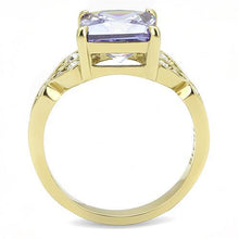 Load image into Gallery viewer, TK3125 - IP Gold(Ion Plating) Stainless Steel Ring with AAA Grade CZ  in Light Amethyst