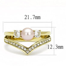 Load image into Gallery viewer, TK3126 - IP Gold(Ion Plating) Stainless Steel Ring with Synthetic Pearl in Rose