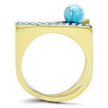 Load image into Gallery viewer, TK3130 - IP Gold(Ion Plating) Stainless Steel Ring with Synthetic Turquoise in Turquoise