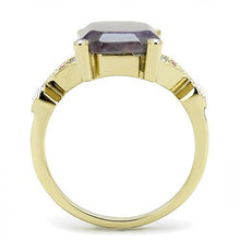 Load image into Gallery viewer, TK3195 - IP Gold(Ion Plating) Stainless Steel Ring with Semi-Precious Amethyst Crystal in Amethyst