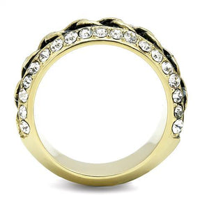 TK3196 - IP Gold(Ion Plating) Stainless Steel Ring with Top Grade Crystal  in Clear