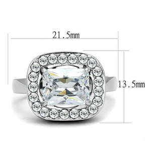 TK3209 - High polished (no plating) Stainless Steel Ring with AAA Grade CZ  in Clear