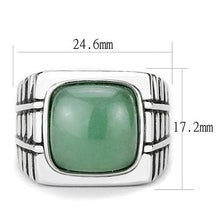 Load image into Gallery viewer, TK3229 - High polished (no plating) Stainless Steel Ring with Synthetic Jade in Emerald