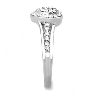 TK3249 - High polished (no plating) Stainless Steel Ring with Top Grade Crystal  in Clear