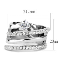 Load image into Gallery viewer, TK3254 - High polished (no plating) Stainless Steel Ring with AAA Grade CZ  in Clear