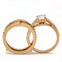 Load image into Gallery viewer, TK3264 - IP Rose Gold(Ion Plating) Stainless Steel Ring with AAA Grade CZ  in Clear
