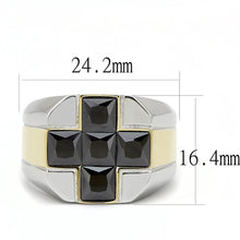 Load image into Gallery viewer, TK3271 - Two-Tone IP Gold (Ion Plating) Stainless Steel Ring with AAA Grade CZ  in Black Diamond