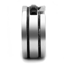 Load image into Gallery viewer, TK3284 - High polished (no plating) Stainless Steel Ring with Top Grade Crystal  in Jet