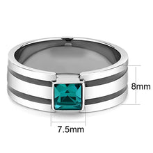 Load image into Gallery viewer, TK3291 - High polished (no plating) Stainless Steel Ring with Top Grade Crystal  in Blue Zircon