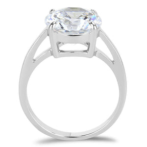 TK3428 - High polished (no plating) Stainless Steel Ring with AAA Grade CZ  in Clear