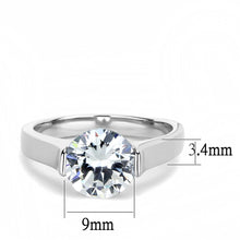 Load image into Gallery viewer, TK3432 - High polished (no plating) Stainless Steel Ring with AAA Grade CZ  in Clear