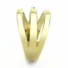Load image into Gallery viewer, TK3441 - IP Gold(Ion Plating) Stainless Steel Ring with Top Grade Crystal  in Sea Blue