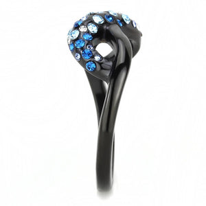 TK3446 - IP Black(Ion Plating) Stainless Steel Ring with Top Grade Crystal  in Multi Color