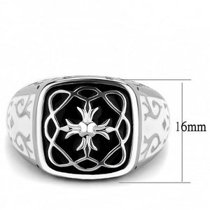 TK3460 - High polished (no plating) Stainless Steel Ring with Epoxy  in Jet