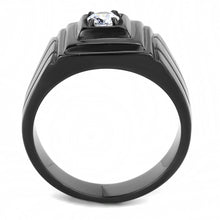 Load image into Gallery viewer, TK3466 - IP Black(Ion Plating) Stainless Steel Ring with AAA Grade CZ  in Clear