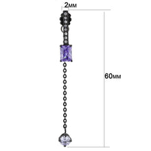 Load image into Gallery viewer, TK3472 - IP Black(Ion Plating) Stainless Steel Earrings with AAA Grade CZ  in Tanzanite