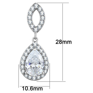 TK3474 - High polished (no plating) Stainless Steel Earrings with AAA Grade CZ  in Clear