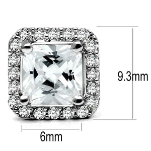 TK3477 - High polished (no plating) Stainless Steel Earrings with AAA Grade CZ  in Clear