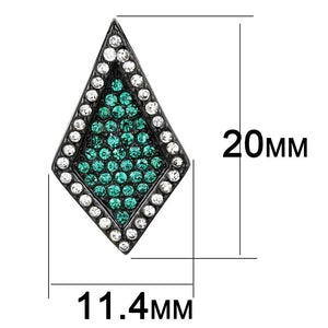 TK3486 - IP Black(Ion Plating) Stainless Steel Earrings with Top Grade Crystal  in Emerald