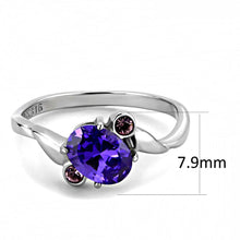Load image into Gallery viewer, TK3525 - High polished (no plating) Stainless Steel Ring with AAA Grade CZ  in Tanzanite