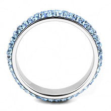 Load image into Gallery viewer, TK3535 - High polished (no plating) Stainless Steel Ring with Top Grade Crystal  in Sea Blue