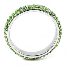 Load image into Gallery viewer, TK3537 - High polished (no plating) Stainless Steel Ring with Top Grade Crystal  in Peridot