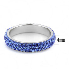 Load image into Gallery viewer, TK3539 - High polished (no plating) Stainless Steel Ring with Top Grade Crystal  in Sapphire