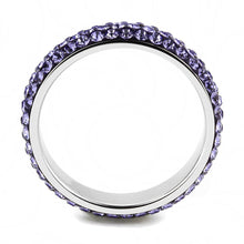 Load image into Gallery viewer, TK3540 - High polished (no plating) Stainless Steel Ring with Top Grade Crystal  in Tanzanite