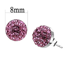 Load image into Gallery viewer, TK3553 - High polished (no plating) Stainless Steel Earrings with Top Grade Crystal  in Rose