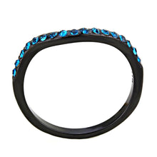 Load image into Gallery viewer, TK3557 - IP Black(Ion Plating) Stainless Steel Ring with Top Grade Crystal  in Blue Zircon