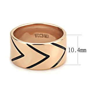 TK3563 - IP Rose Gold(Ion Plating) Stainless Steel Ring with Epoxy  in Jet
