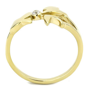 TK3573 - IP Gold(Ion Plating) Stainless Steel Ring with AAA Grade CZ  in Clear