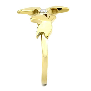 TK3573 - IP Gold(Ion Plating) Stainless Steel Ring with AAA Grade CZ  in Clear