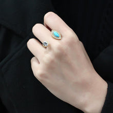 Load image into Gallery viewer, TK3592 - IP Gold(Ion Plating) Stainless Steel Ring with Synthetic Turquoise in Turquoise
