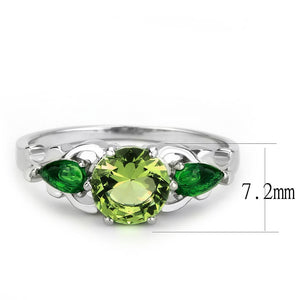 TK3610 - No Plating Stainless Steel Ring with Crystal in Peridot