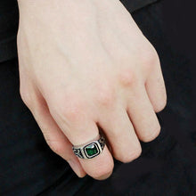 Load image into Gallery viewer, TK3616 - High polished (no plating) Stainless Steel Ring with Synthetic Synthetic Glass in Emerald