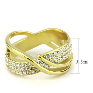 TK3632 - IP Gold(Ion Plating) Stainless Steel Ring with Top Grade Crystal  in Clear