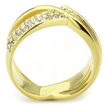 Load image into Gallery viewer, TK3632 - IP Gold(Ion Plating) Stainless Steel Ring with Top Grade Crystal  in Clear