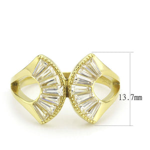 TK3638 - IP Gold(Ion Plating) Stainless Steel Ring with AAA Grade CZ  in Clear