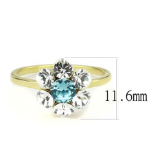 Load image into Gallery viewer, TK3642 - IP Gold(Ion Plating) Stainless Steel Ring with Synthetic Synthetic Glass in Sea Blue