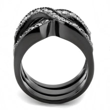 Load image into Gallery viewer, TK3694 - IP Black(Ion Plating) Stainless Steel Ring with AAA Grade CZ  in Clear