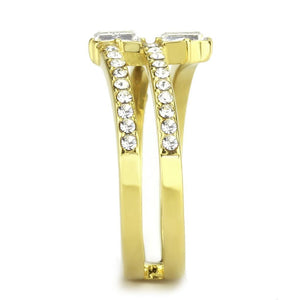 TK3707 - IP Gold(Ion Plating) Stainless Steel Ring with Top Grade Crystal  in Clear