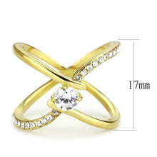 Load image into Gallery viewer, TK3709 - IP Gold(Ion Plating) Stainless Steel Ring with AAA Grade CZ  in Clear